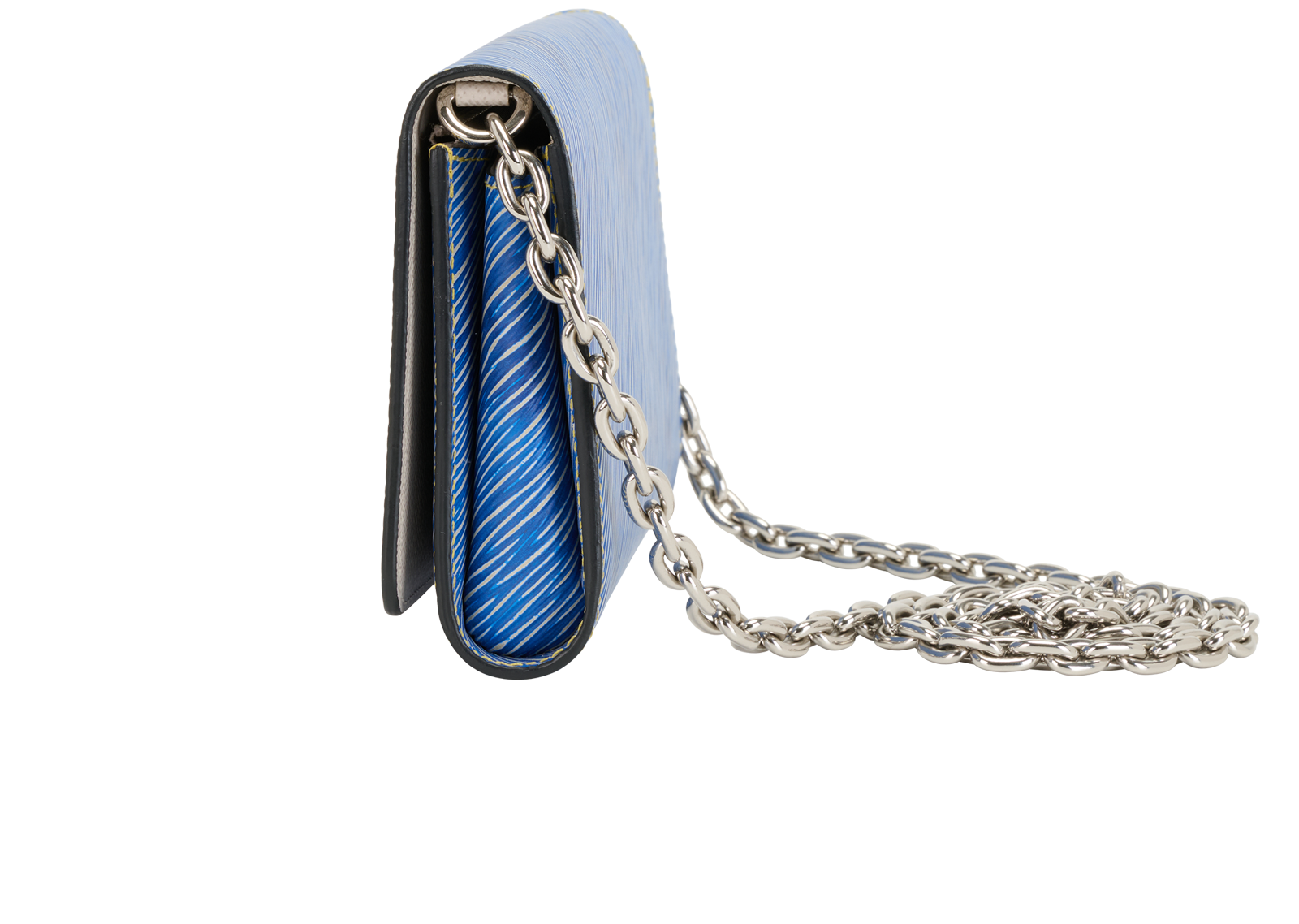Pins Twist Wallet On Chain, &pound;850, Handbags, Blue, Leather, Bottom view